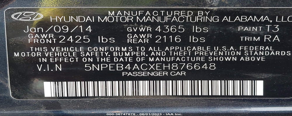 5NPEB4ACXEH876648 2014 HYUNDAI SONATA photo no. 9
