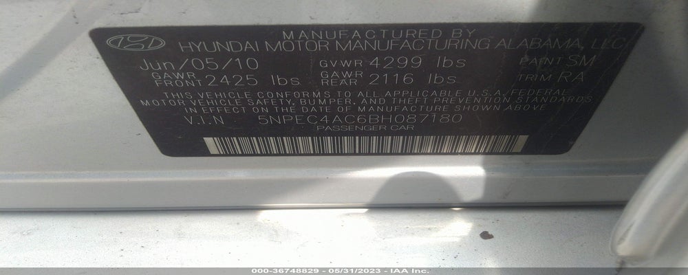 5NPEC4AC6BH087180 2011 HYUNDAI SONATA photo no. 9