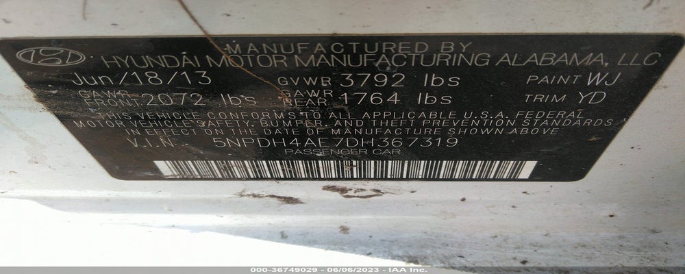 5NPDH4AE7DH367319 2013 HYUNDAI ELANTRA photo no. 9