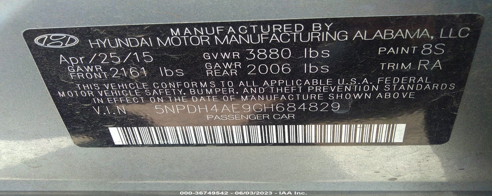 05NPDHAE9GH684829 2016 HYUNDAI ELANTRA SE/ELANTRA LIMITE photo no. 9