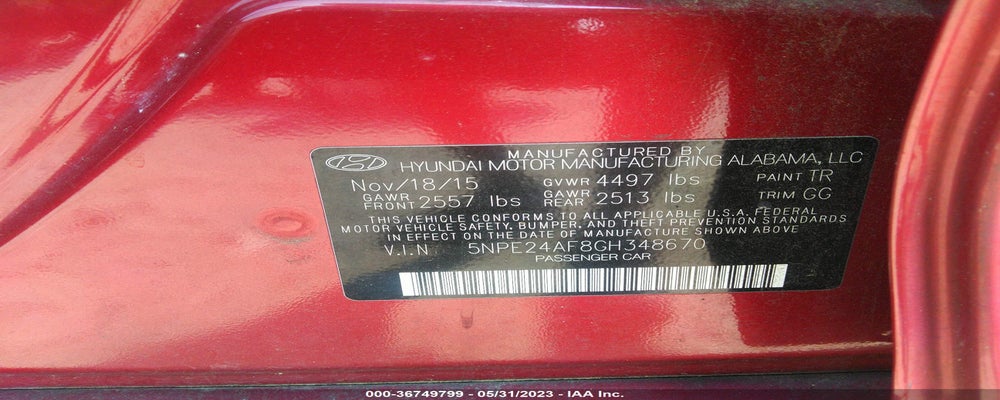 5NPE24AF8GH348670 2016 HYUNDAI SONATA photo no. 9