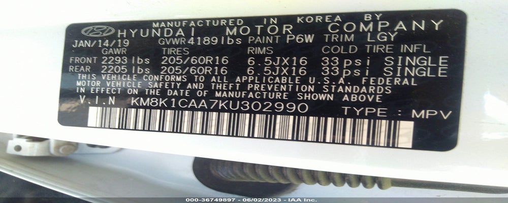 KM8K1CAA7KU302990 2019 HYUNDAI KONA photo no. 9