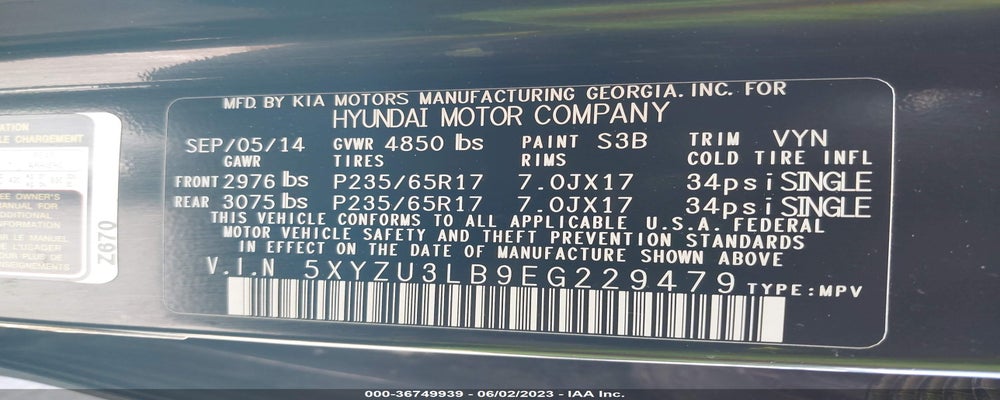 5XYZU3LB9EG229479 2014 HYUNDAI SANTA FE SPORT photo no. 9
