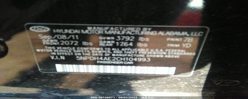 5NPDH4AE2CH104993 2012 HYUNDAI ELANTRA photo no. 9