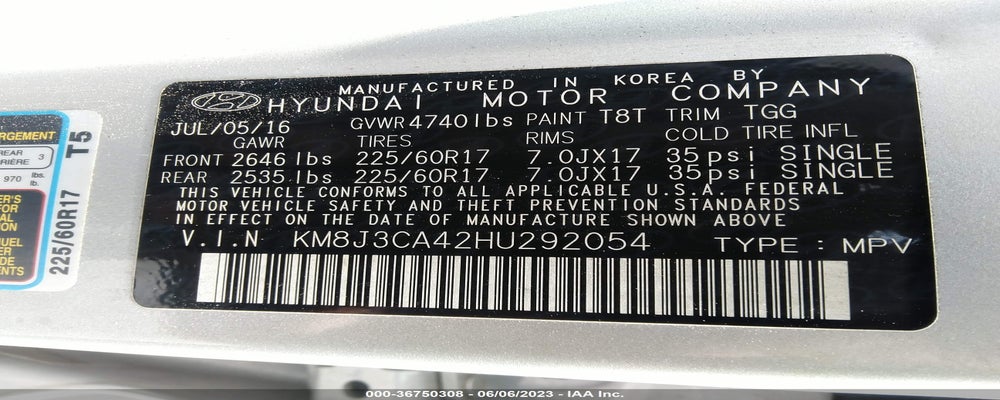 KM8J3CA42HU292054 2017 HYUNDAI TUCSON photo no. 9