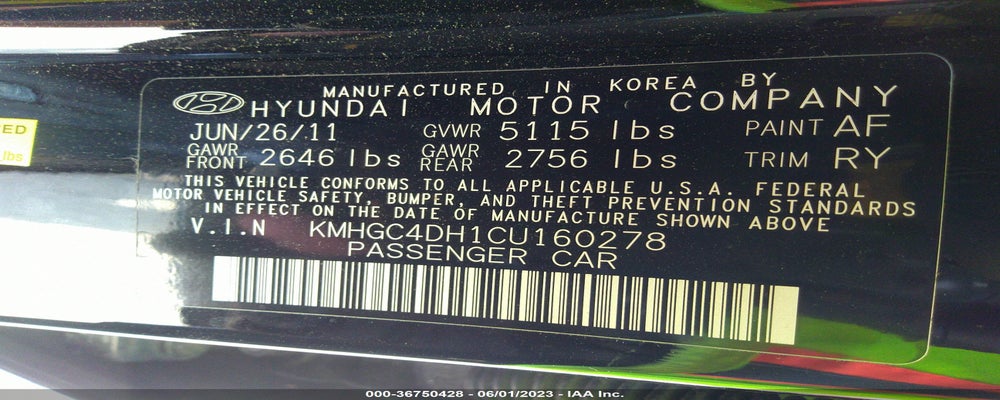 000KMH6C4DH1C0178 2012 HYUNDAI GENESIS photo no. 9