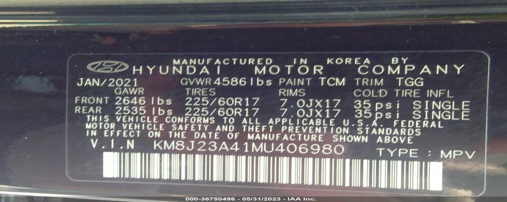 KM8J23A41MU406980 2021 HYUNDAI TUCSON photo no. 9