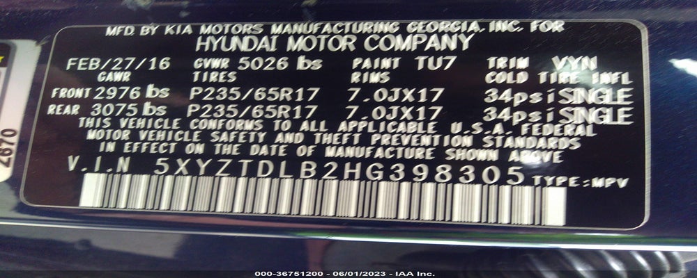 5XYZTDLB2HG398305 2017 HYUNDAI SANTA FE SPORT photo no. 9