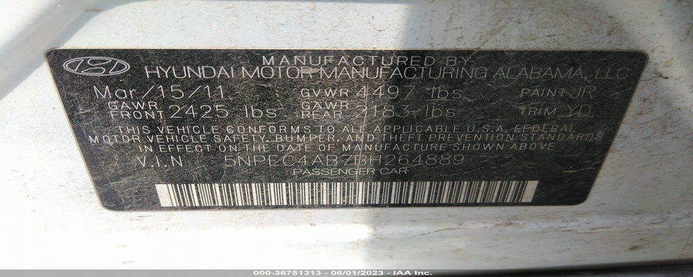 5NPEC4AB7BH264889 2011 HYUNDAI SONATA photo no. 9