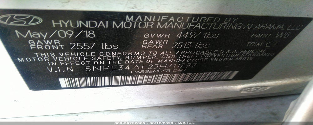 5NPE34AF2JH711792 2018 HYUNDAI SONATA photo no. 9