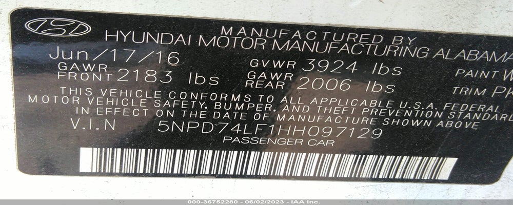 5NPD74LF1HH097129 2017 HYUNDAI ELANTRA photo no. 9