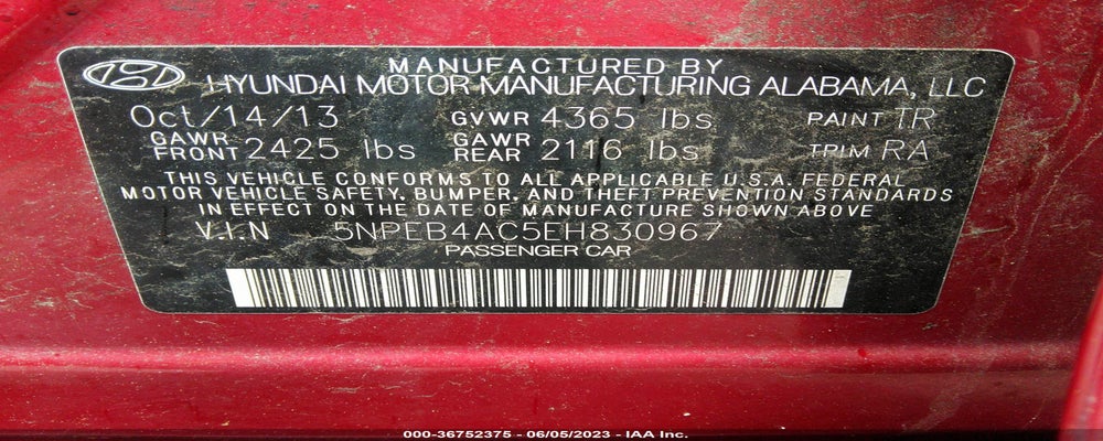 5NPEB4AC5EH830967 2014 HYUNDAI SONATA photo no. 9