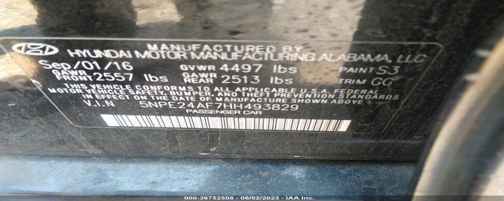 5NPE24AF7HH493829 2017 HYUNDAI SONATA photo no. 9