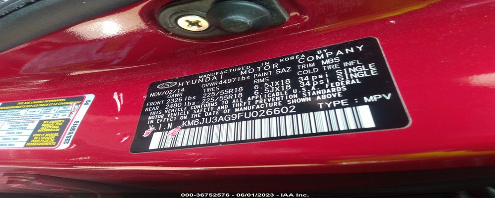 KM8JU3AG9FU026602 2015 HYUNDAI TUCSON photo no. 9
