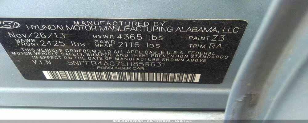 5NPEB4AC7EH859631 2014 HYUNDAI SONATA photo no. 9