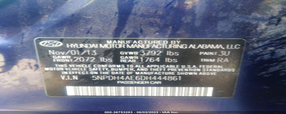 5NPDH4AE6DH444861 2013 HYUNDAI ELANTRA photo no. 9