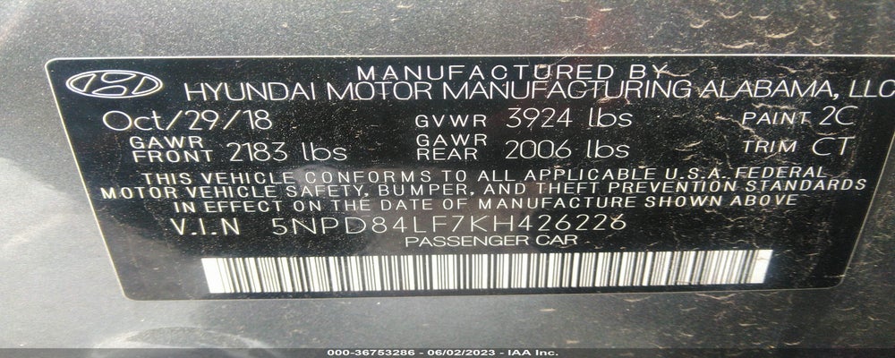 5NPD84LF7KH426226 2019 HYUNDAI ELANTRA photo no. 9