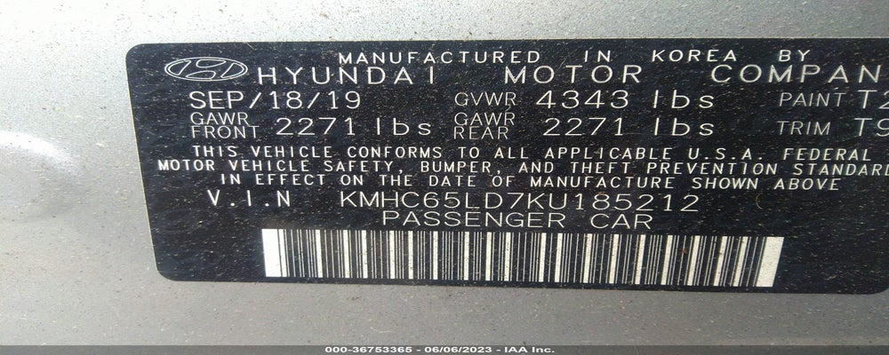 KMHC65LD7KU185212 2019 HYUNDAI IONIQ PLUG-IN HYBRID photo no. 9