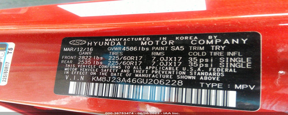 KM8J23A46GU206228 2016 HYUNDAI TUCSON photo no. 9
