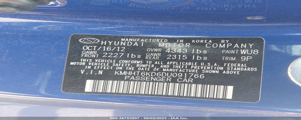 KMHHT6KD6DU091766 2013 HYUNDAI GENESIS COUPE photo no. 9