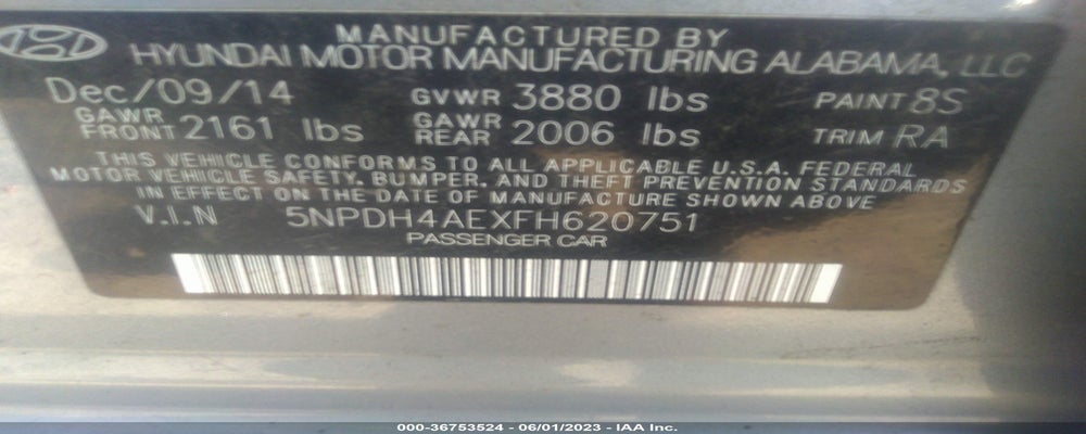 5NPDH4AEXFH620751 2015 HYUNDAI ELANTRA photo no. 9