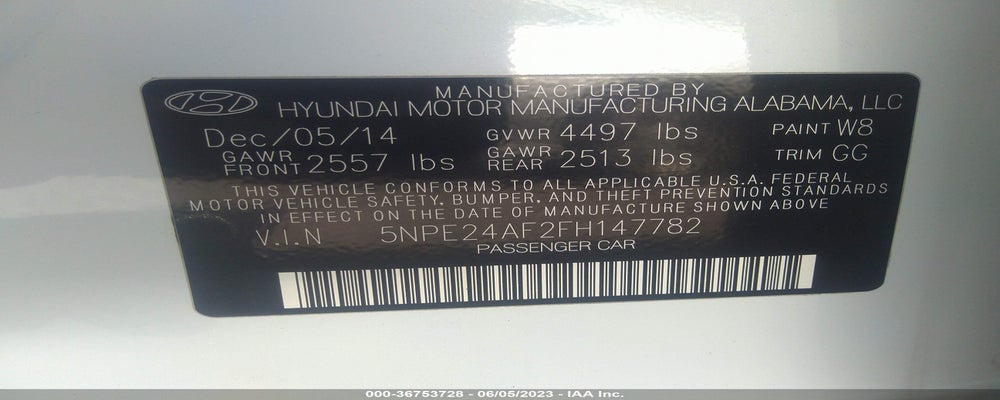 5NPE24AF2FH147782 2015 HYUNDAI SONATA photo no. 9