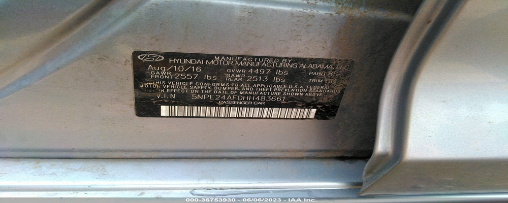 5NPE24AF0HH483661 2017 HYUNDAI SONATA photo no. 9