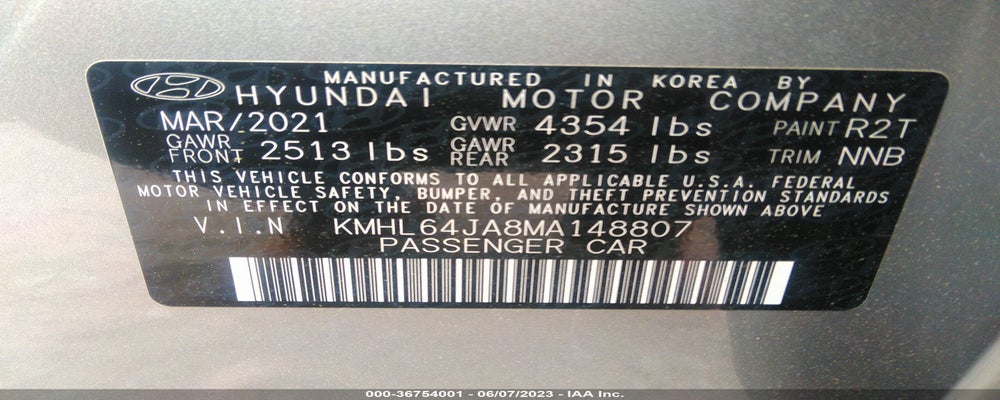 KMHL64JA8MA148807 2021 HYUNDAI SONATA photo no. 9