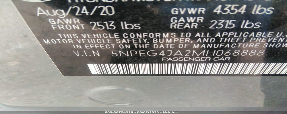 5NPEG4JA2MH068888 2021 HYUNDAI SONATA photo no. 9
