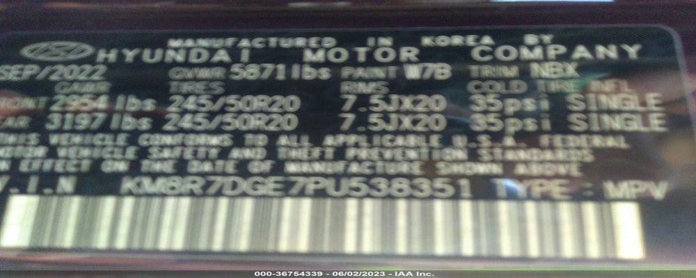 KM8R7DGE7PU538351 2023 HYUNDAI PALISADE photo no. 9