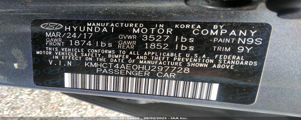 KMHCT4AE0HU297728 2017 HYUNDAI ACCENT photo no. 9