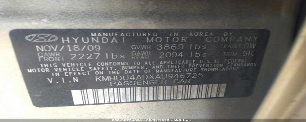 WBAAM3331XFP55159 2010 HYUNDAI ELANTRA photo no. 9