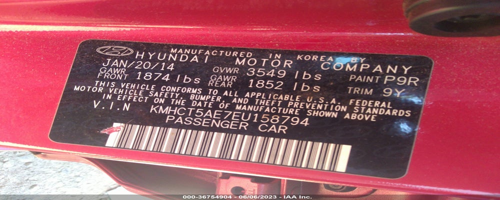 KMHCT5AE7EU158794 2014 HYUNDAI ACCENT photo no. 9