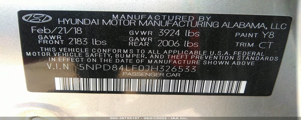5NPD84LF0JH326533 2018 HYUNDAI ELANTRA photo no. 9