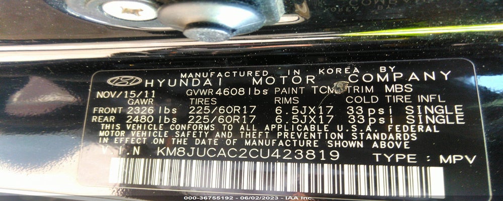 KM8JUCAC2CU423819 2012 HYUNDAI TUCSON photo no. 9