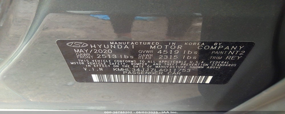 KMHL34JJ7LA011753 2020 HYUNDAI SONATA photo no. 9