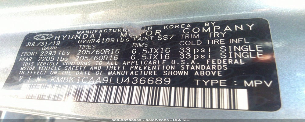 KM8K1CAA9LU436689 2020 HYUNDAI KONA photo no. 9