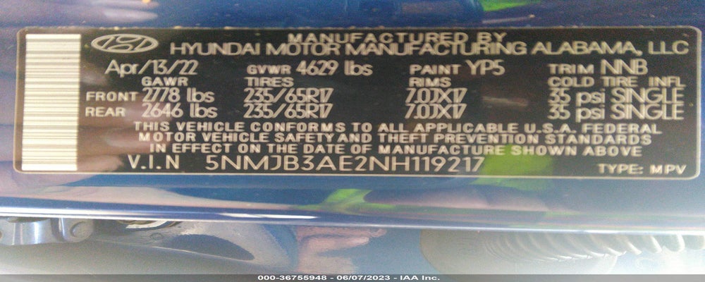 5NMJB3AE2NH119217 2022 HYUNDAI TUCSON photo no. 9