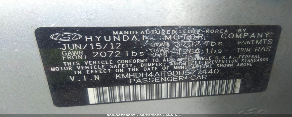 KMHDH4AE9DU577440 2013 HYUNDAI ELANTRA photo no. 9