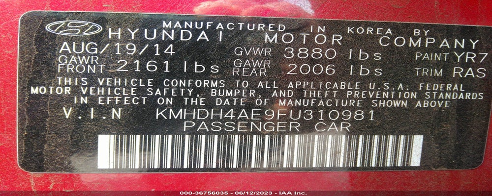 KMHDH4AE9FU310981 2015 HYUNDAI ELANTRA photo no. 9