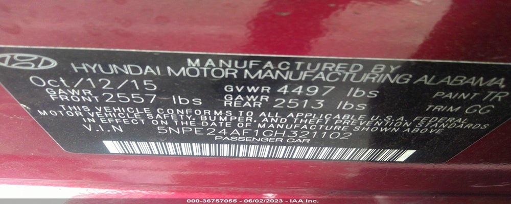5NPE24AF1GH321102 2016 HYUNDAI SONATA photo no. 9