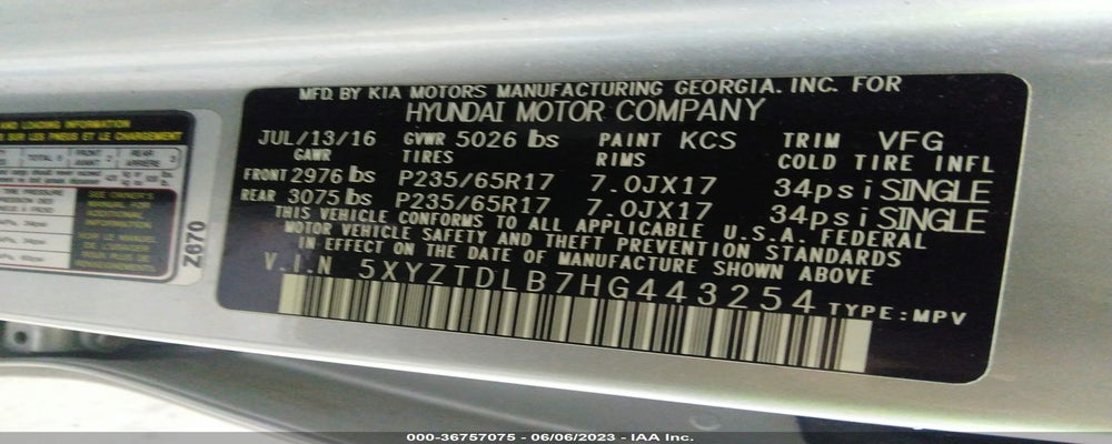 5XYZTDLB7HG443254 2017 HYUNDAI SANTA FE SPORT photo no. 9