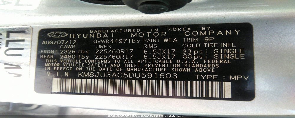 KM8JU3AC5DU591603 2013 HYUNDAI TUCSON photo no. 9