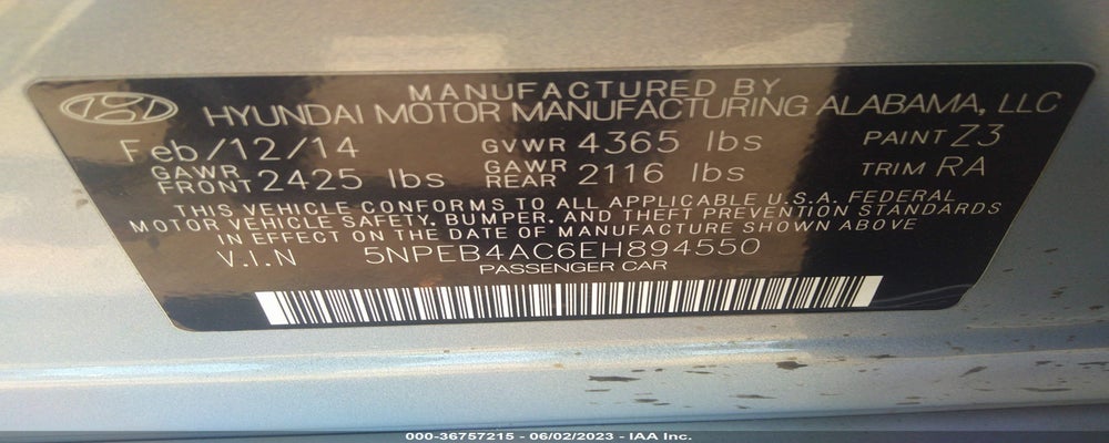 5NPEB4AC6EH894550 2014 HYUNDAI SONATA photo no. 9