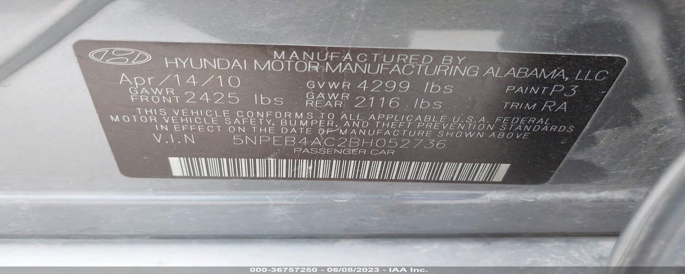 5NPEB4AC2BH052736 2011 HYUNDAI SONATA photo no. 9