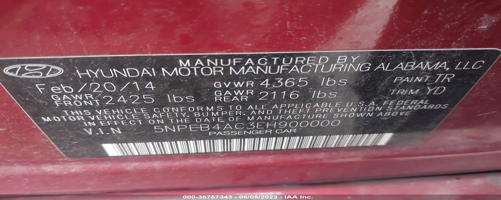 5NPEB4AC3EH900000 2014 HYUNDAI SONATA photo no. 9