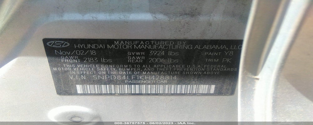 5NPD84LF1KH428814 2019 HYUNDAI ELANTRA photo no. 9