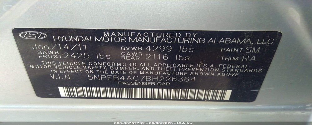 5NPEB4AC7BH226364 2011 HYUNDAI SONATA photo no. 9