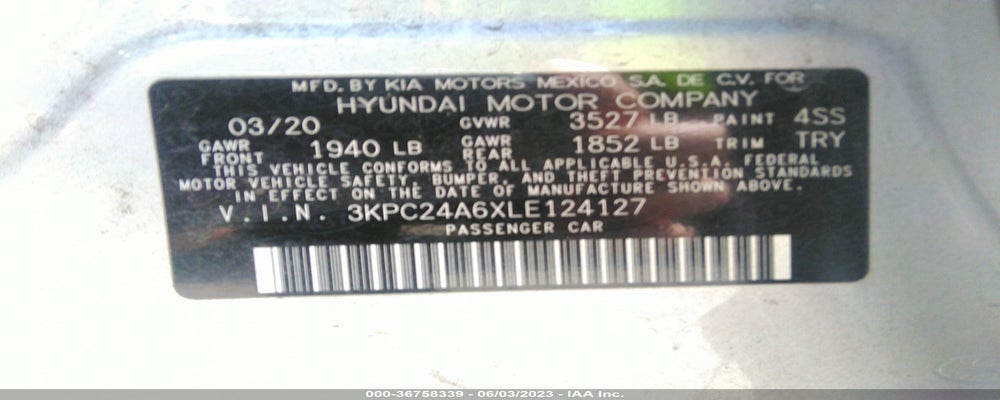 3KPC24A6XLE124127 2020 HYUNDAI ACCENT photo no. 9