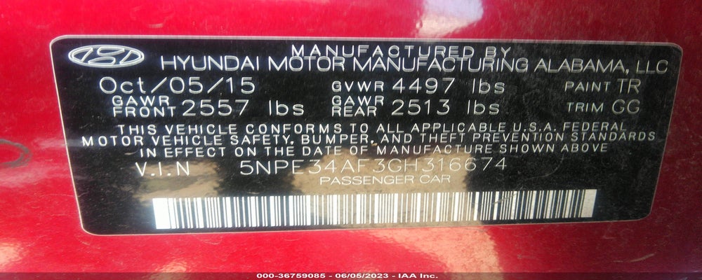 5NPE34AF3GH316674 2016 HYUNDAI SONATA photo no. 9